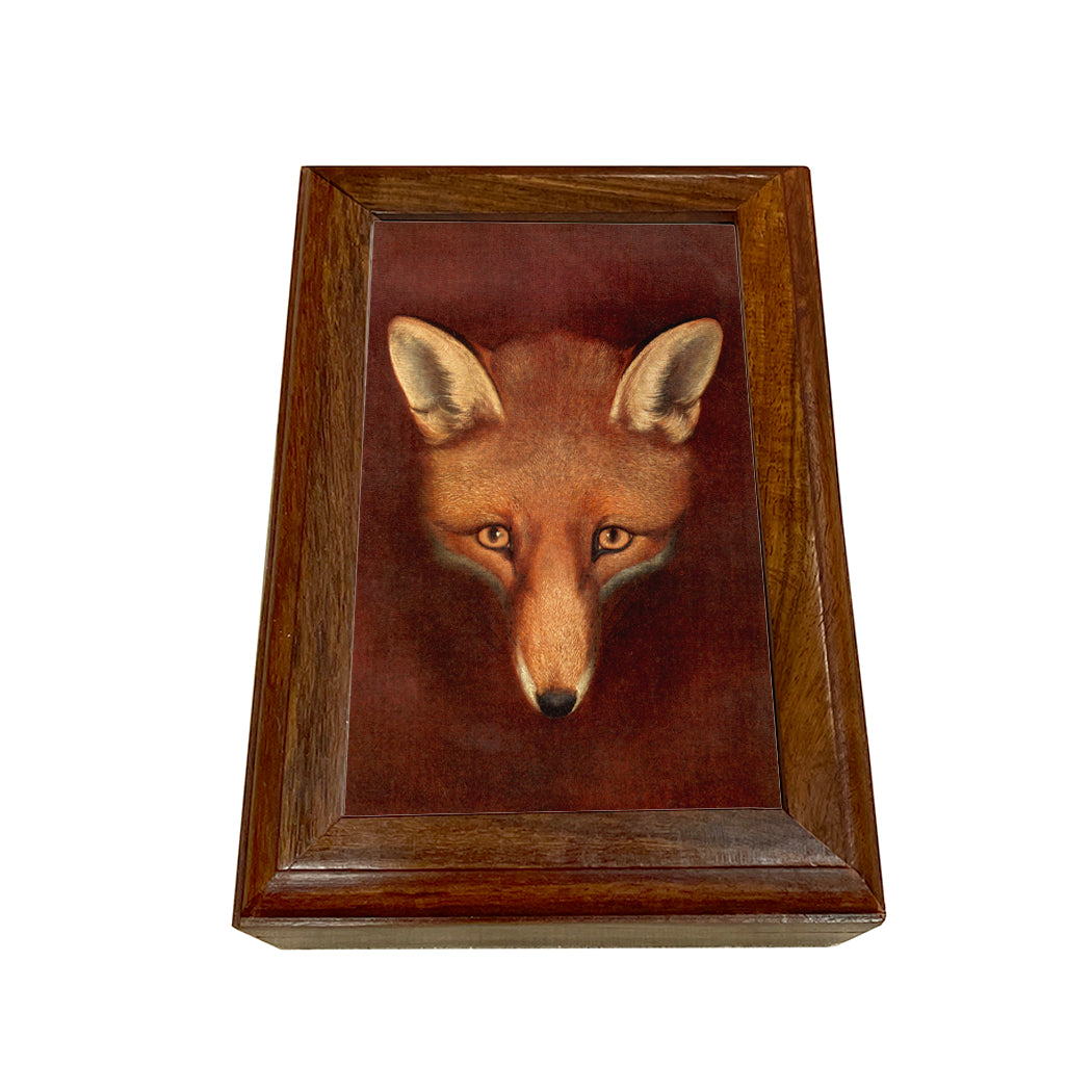 EQUESTRIAN FOX HEAD TRINKET / JEWELLERY BOX, 16 x 11 x 5cm.