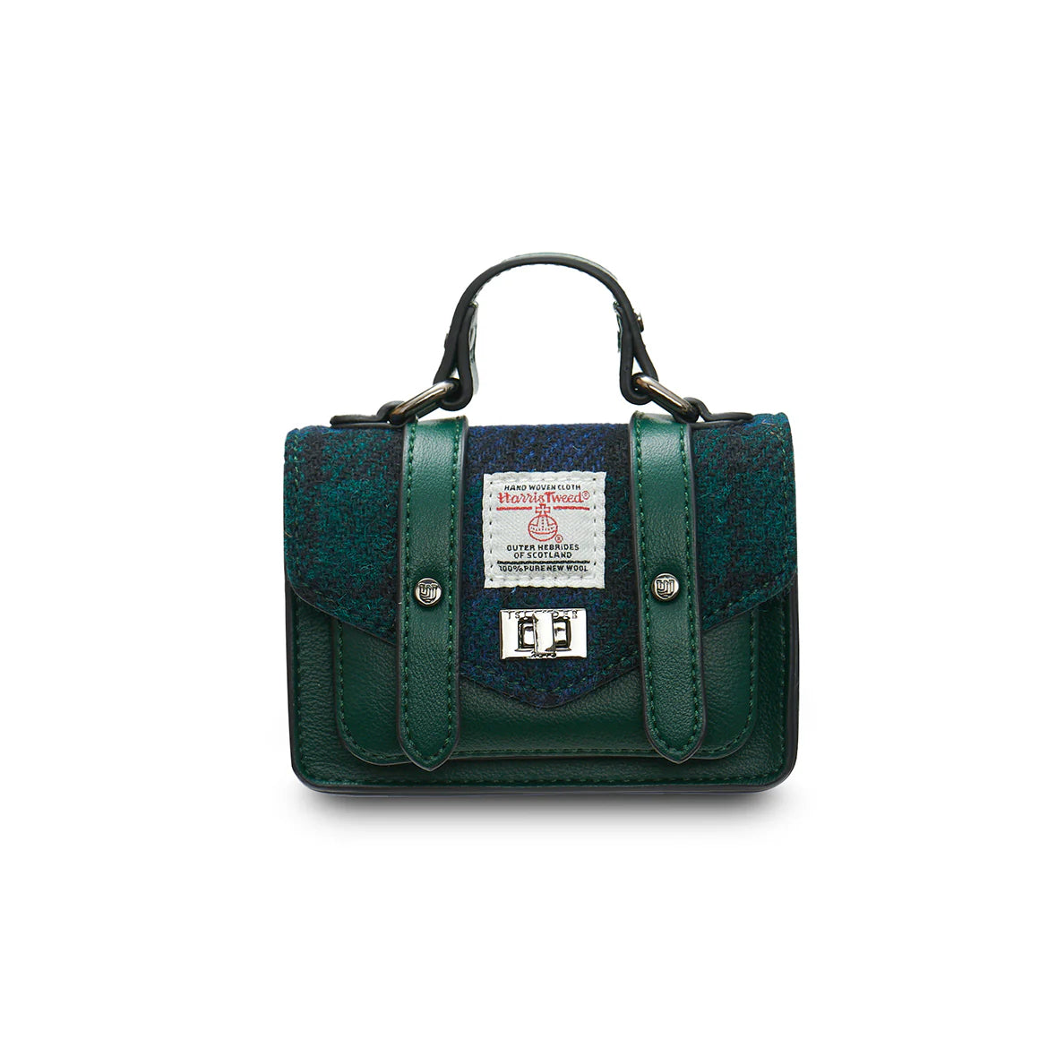 USLANDER UK, THE WEE SATCHEL WITH SHOULDER STRAP, BLACK WATCH HARRIS TWEED TARTAN L: 13cm H: 10cm W: 6cm.