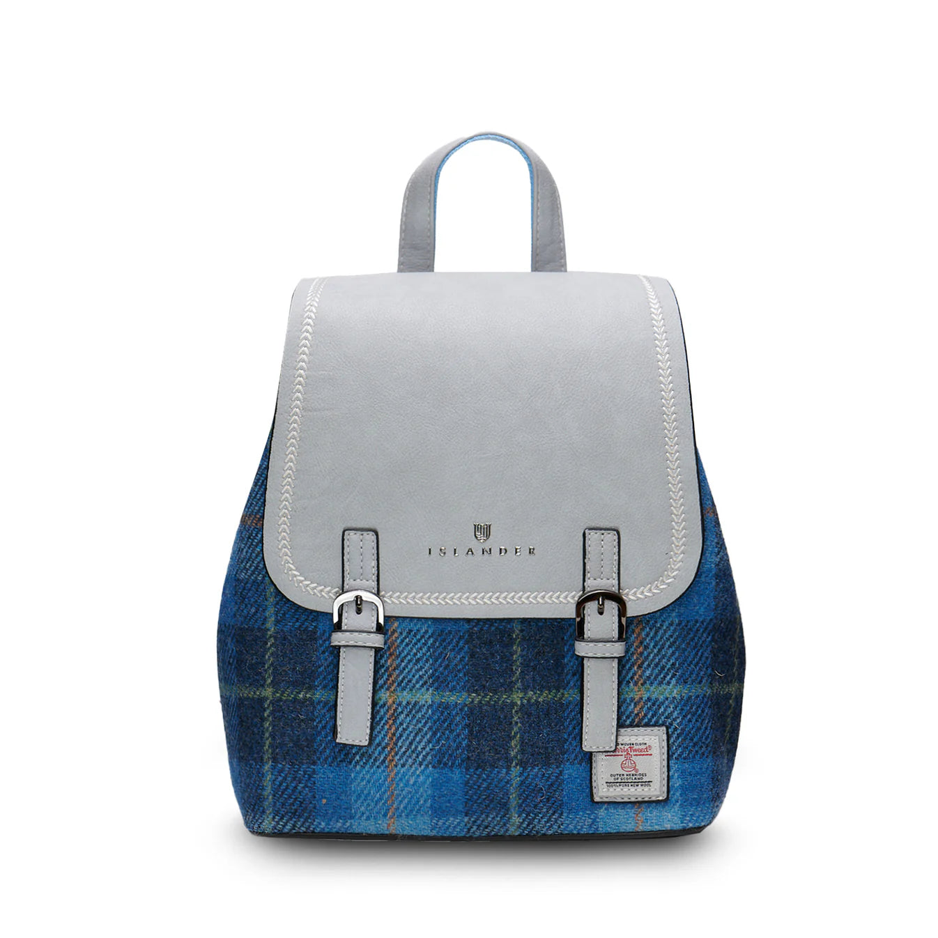 ISLANDER UK, JURA BACKPACK, BLUE HARRIS TWEED TARTAN L: 24cm W:12cm H:28cm.