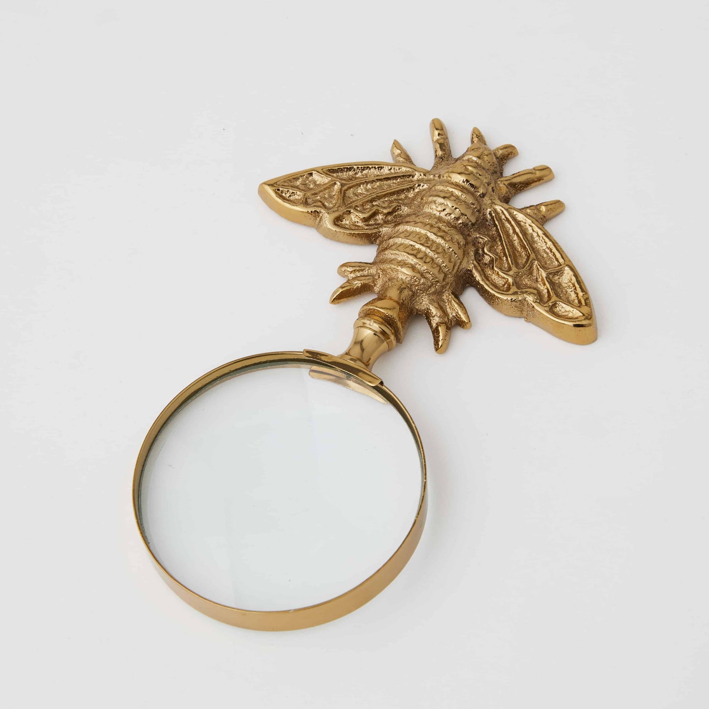 BUMBLE BEE MAGNIFYING GLASS, BRASS ALLOY METAL, 18.5 x 10cm.
