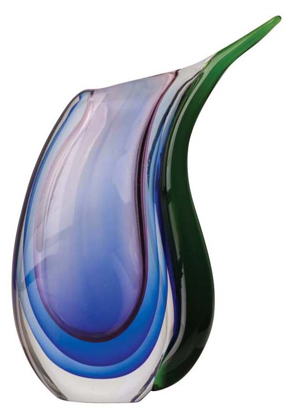 ZIBO, ART GLASS 'PENGUIN' VASE 13 x 3 x 21.5cm.