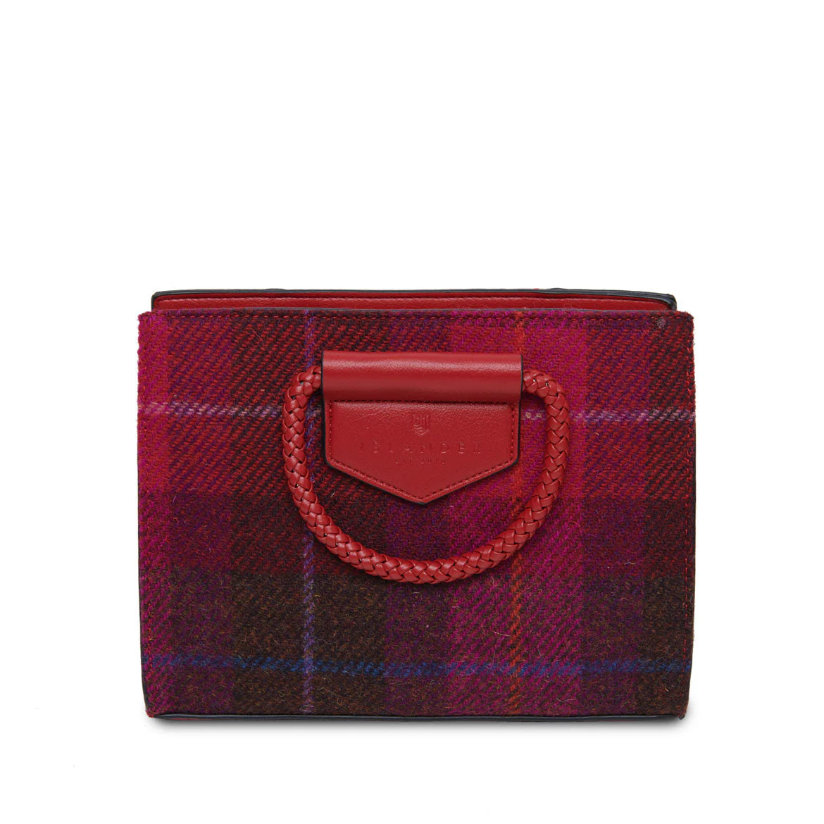 ISLANDER UK, ARRAN TOTE IN FUCHSIA HARRIS TWEED TARTAN, WITH DETACHABLE SHOULDER AND BACKPACK STRAP, L:24cm H18.5cm W:9cm