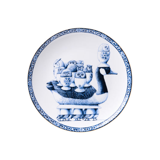 HEINEN DELFTS BLAUW WALL PLATE, REDMER HOEKSTRA DUCK / EEND, 26cm.