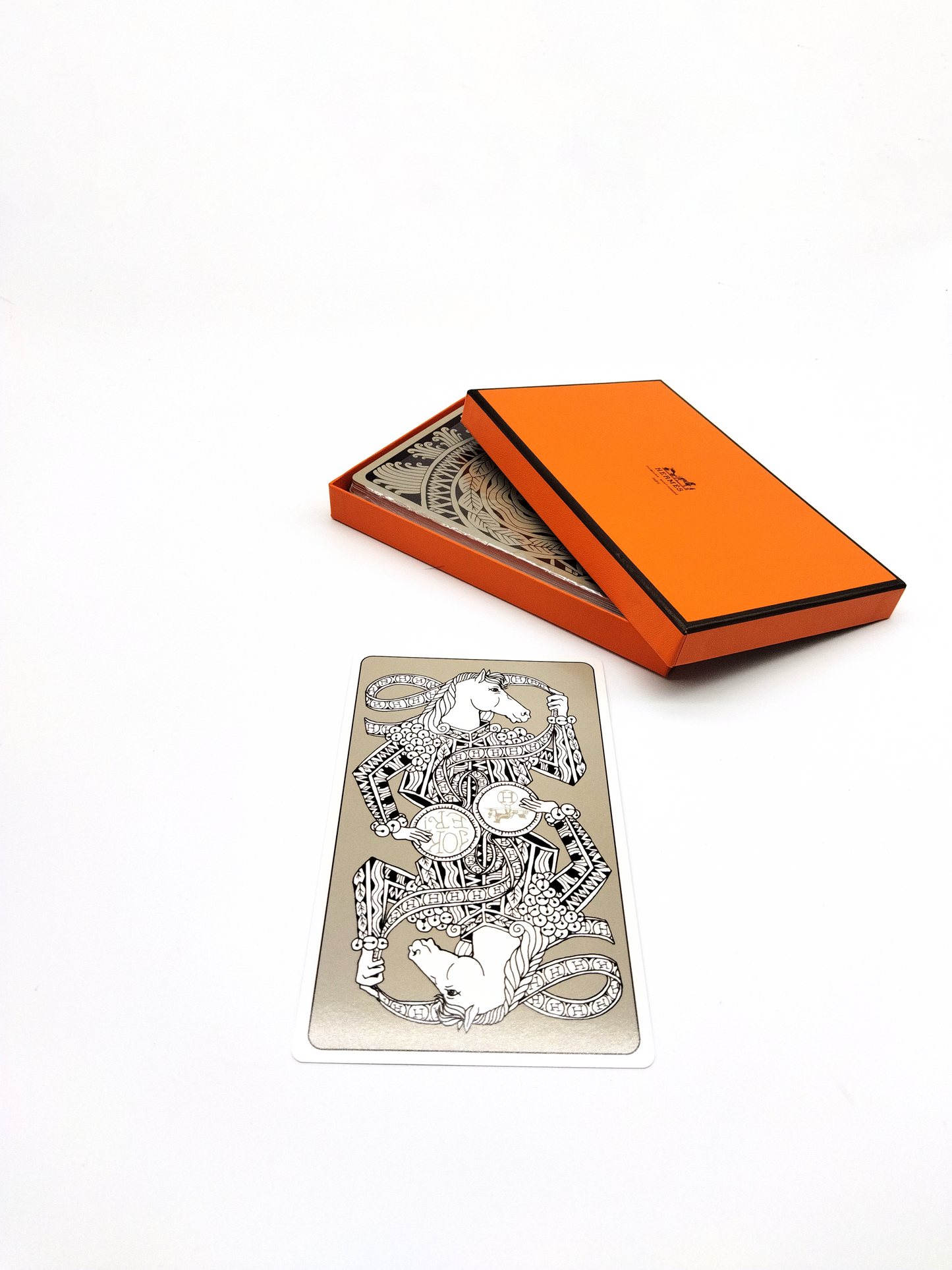 HERMÈS, JUMBO PLAYING CARDS SET 'LES 4 MONDES' GM NEW & SEALED, WITH BOX, 19 x 11cm.