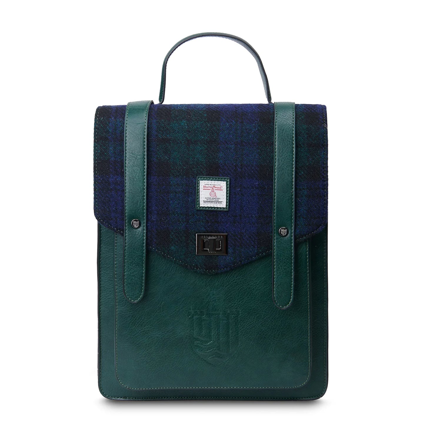 ISLANDER UK, CARLOWAY BACKPACK, BLACK WATCH HARRIS TWEED TARTAN, L:28cm W:11cm H:37cm
