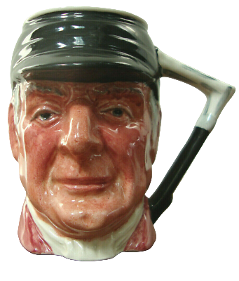 SANDLAND WARE, LANCASTER ENGLAND, ‘D’YE KEM JOHN PEEL, TALLYO CERAMIC MINATURE JUG, HEIGHT 6cm.
