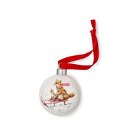 ROYAL WORCESTER ‘FOX SLEIGH RIDE’ CHRISTMAS BAUBLE, 6.6cm.