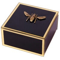 BEE JEWEL BOX, GOLD AND BLACK, 12 x 12 x 6.5cm