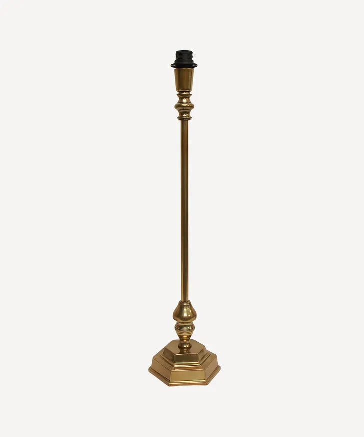 ANTIQUE STYLE GOLD HEXAGON LAMPBASE, HEIGHT 52cm.