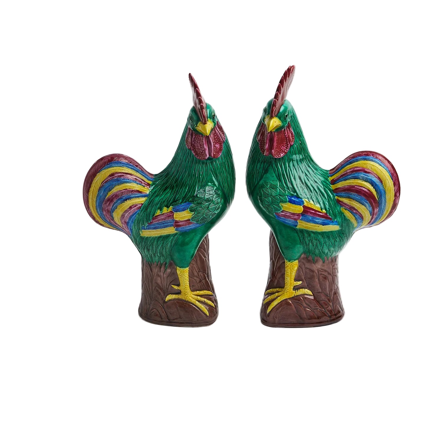 PAIR OF CHINESE CERAMIC ROOSTERS H.41CM