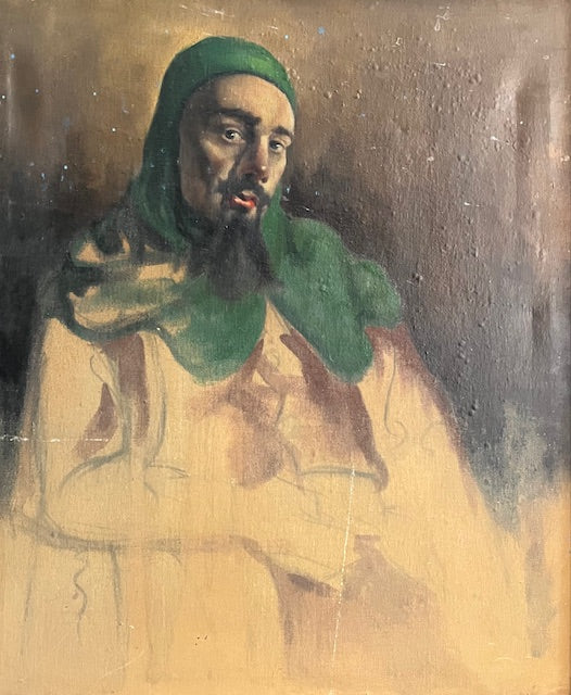 CIRCLE OF LINDSAY BERNALD HALL (1859-1935), PORTRAIT OF A MEDIEVAL MAN, OIL ON CANVAS, 74 x 62cm, FRAME 92 x 79cm.