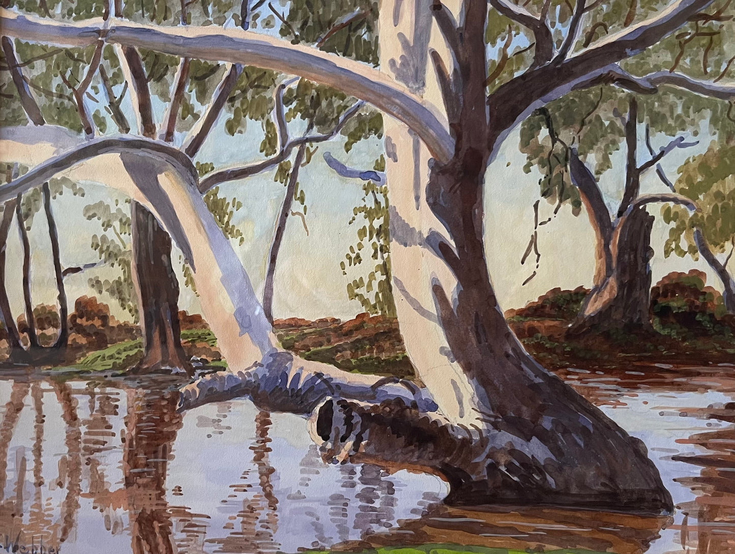 HORACE WEBBER, ELLERY CREEK NORTHERN TERRITORY, WATERCOLOUR, IMAGE 33 x 27cm.