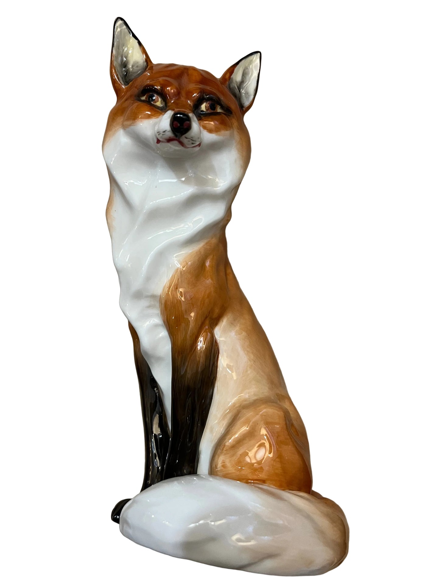RARE ROYAL WORCESTER, SEATED FOX FIGURE DESIGNED BY DORIS LINDNER, MODEL NUMBER 2993, HEIGHT 18cm