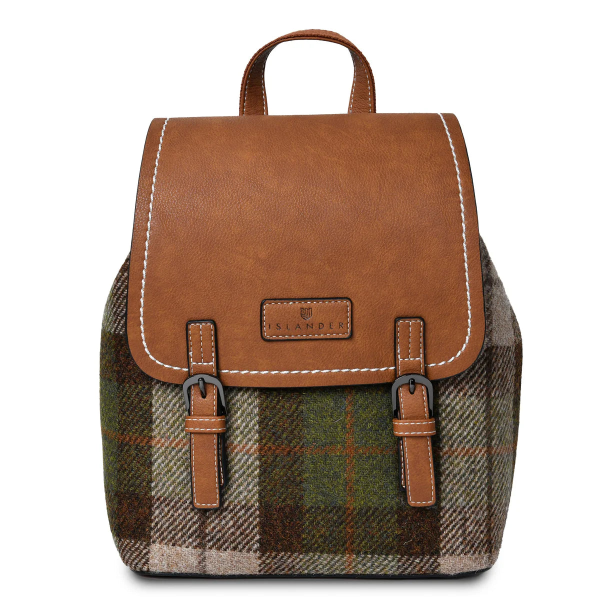 ISLANDER JURA BACKPACK, CHESTNUT HARRIS TWEED TARTAN L: 24cm W:12cm H:28cm.