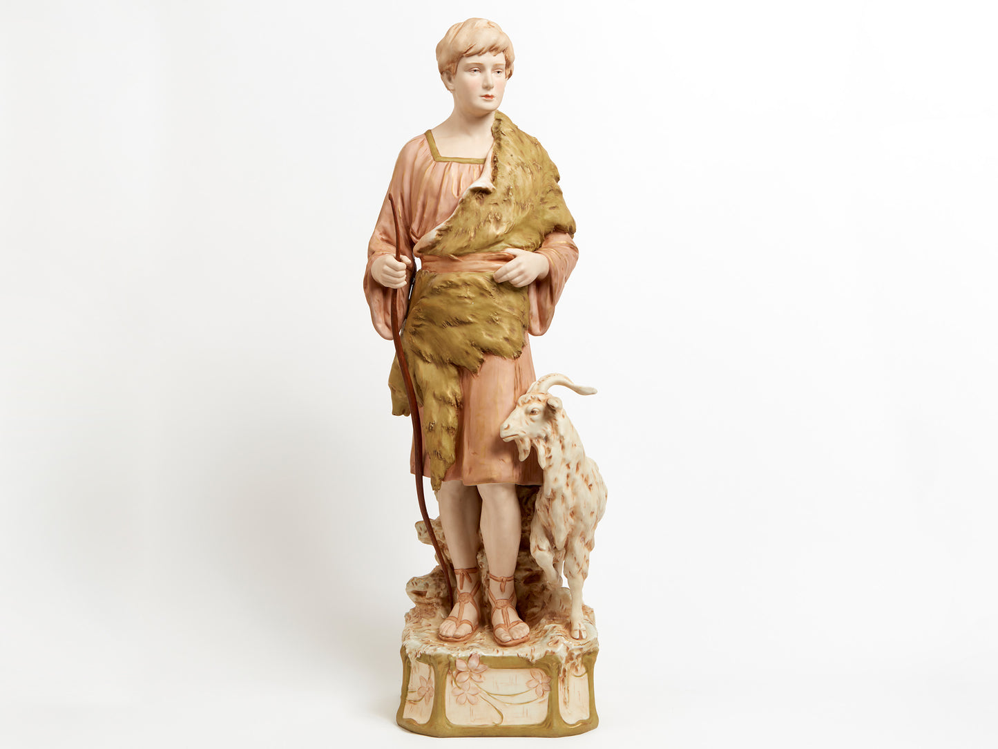 AN IMPRESSIVE ROYAL DUX FIGURE GROUP OF A SHEPHERD AND GOAT, 1060/11/16