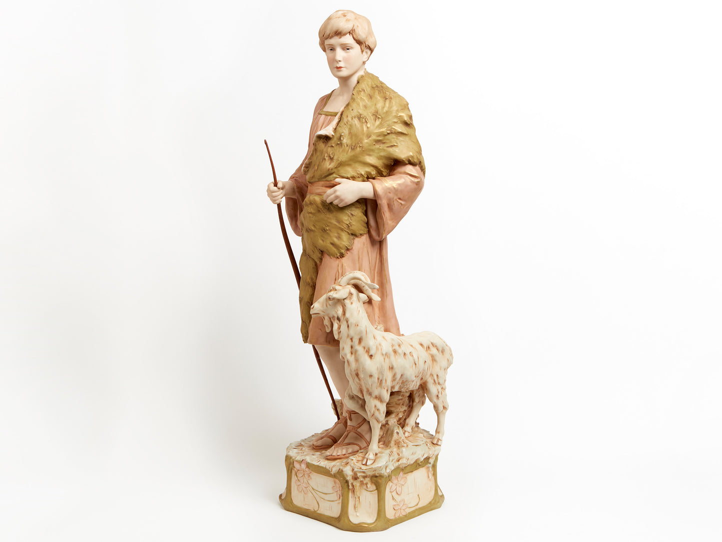 AN IMPRESSIVE ROYAL DUX FIGURE GROUP OF A SHEPHERD AND GOAT, 1060/11/16