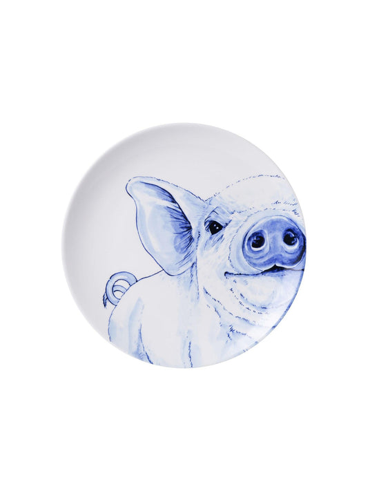 WALL PLATE PIG, HEINEN DELFTS BLAUW, WANDBORD VARKEN, 20cm