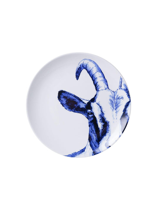WALL PLATE GOAT, HEINEN DELFTS BLAUW, WANDBORD GEIT, 20cm
