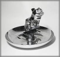VINTAGE MACK TRUCK BULLDOG CHROME 7" CIGAR ASHTRAY, DOG HOOD ORNAMENT