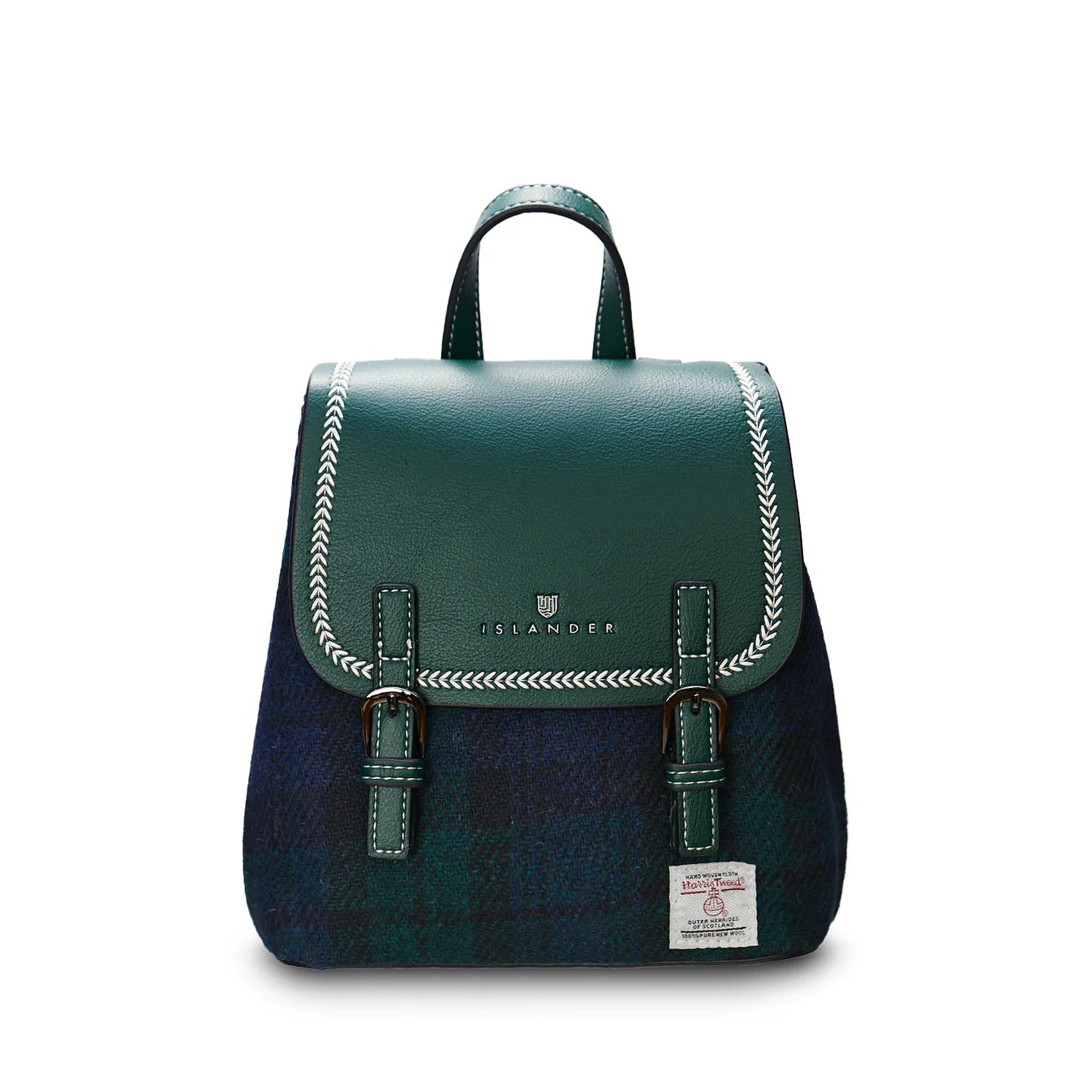 ISLANDER UK, MINI JURA BACKPACK, BLACKWATCH HARRIS TWEED TARTAN L:20cm W:11.5cm H: 20cm