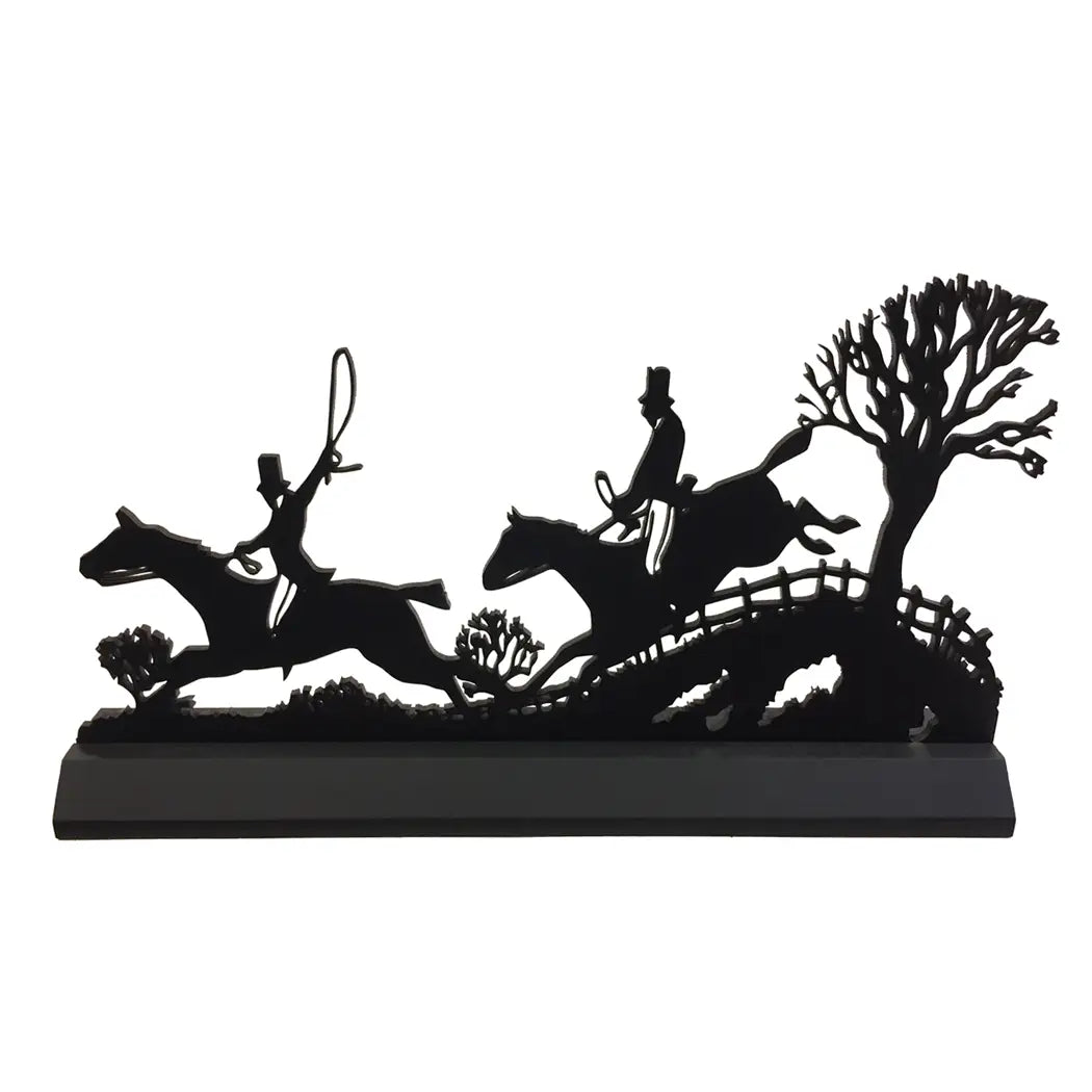 OVER THE FENCE, EQUESTRIAN SET, WOODEN SILHOUETTES ON STRAND