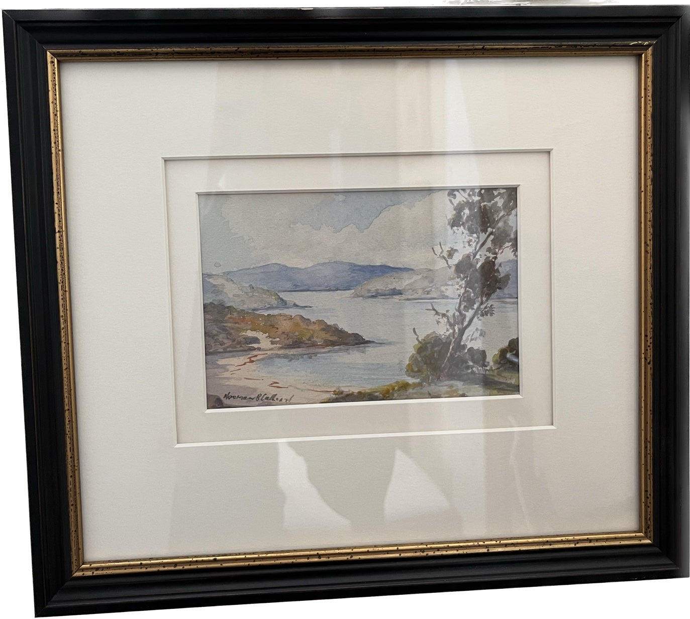 A TRIO OF MINIATURE WATER COLOURS, THREE COUNTRY SCENES, FRAMES 30 x 26cm.