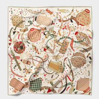 MAISON FANLI, COTTON & SILK SCARF SCARF 'RED LANTERNS', 140cm SQUARE.