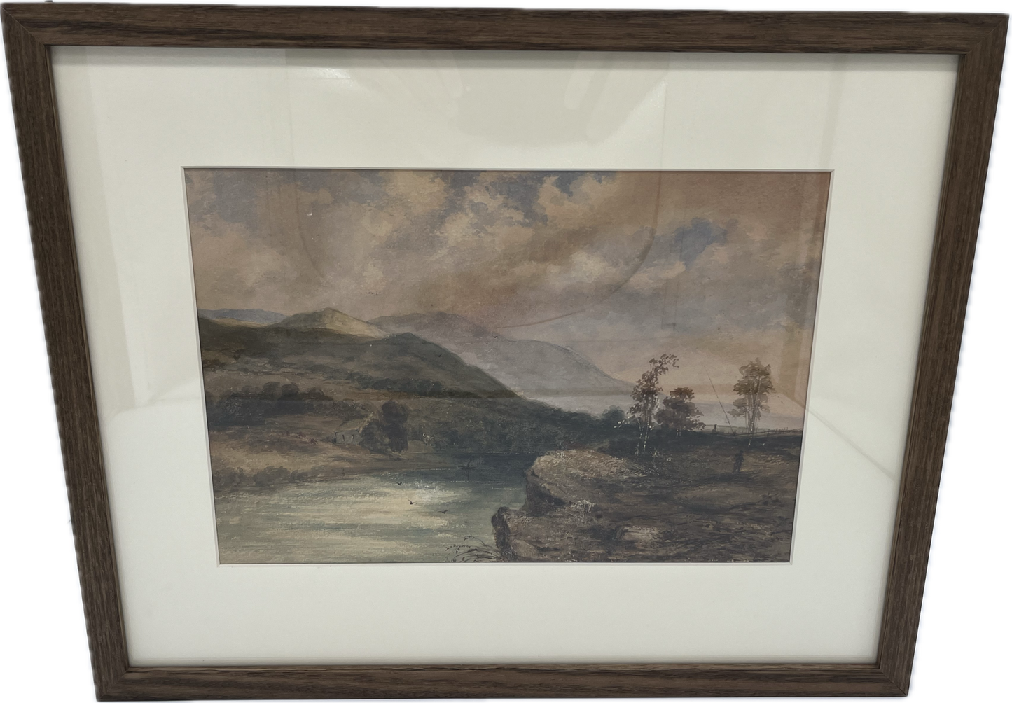 RURAL SCENE, PERIOD ENGLISH WATERCOLOUR, LATE 19th CENTURY, 33 x 22cm, CUSTOM MADE FRAME 48 x 38cm.
