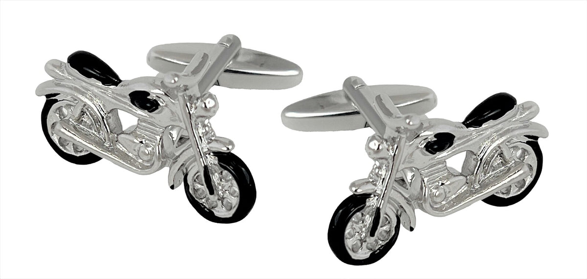MOTORCYCLE CUFFLINKS, SWIVEL BACKS, WITH BOX.