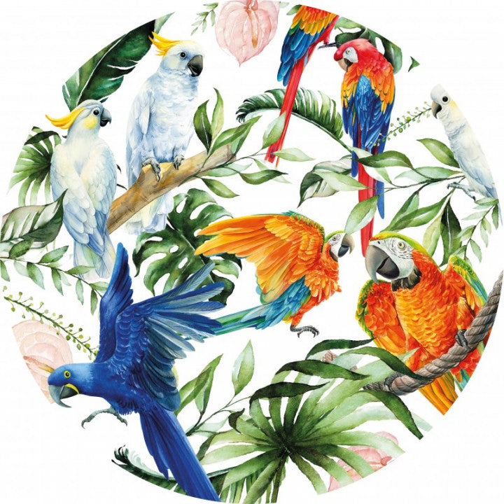 HEINEN DELFTS BLAUW WALL PLATE, TROPICAL BIRDS / TROPISCHE VOGELS, 31.5cm.