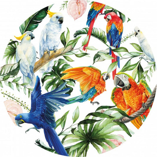 HEINEN DELFTS BLAUW WALL PLATE, TROPICAL BIRDS / TROPISCHE VOGELS, 31.5cm.