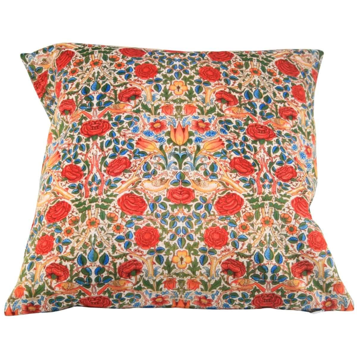 ISABELLE FRIOUX COLLECTION, WILLIAM MORRIS ROSES VELOUR CUSHION, MADE IN FRANCE, 40cm SQUARE.