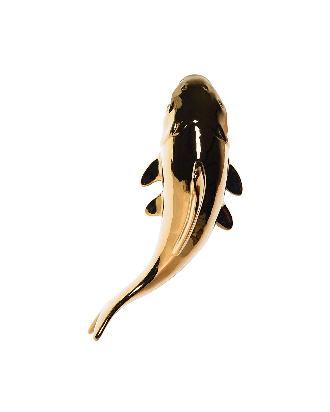 HEINEN DELFTS BLAUW, SMALL GOLD CERAMIC FISH WALL DECORATION, LENGTH 18.5cm.