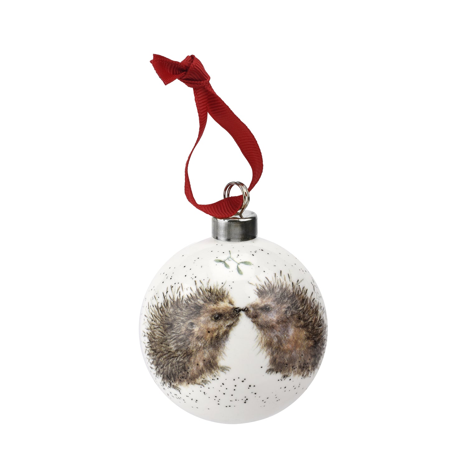 ROYAL WORCESTER ‘HEDGEHUGS’ CHRISTMAS BAUBLE, 6.6cm.