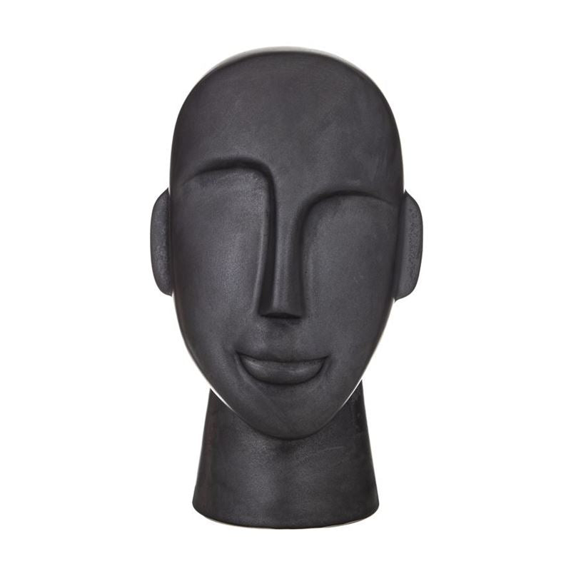 A PAIR OF AMALFI BLACK AND WHITE CERAMIC BENCE SCULPTURE FIGURES