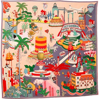 MAISON FANLI, 'GATEAUX LAVENDER' SILK SQUARE SCARF, 50cm SQUARE.