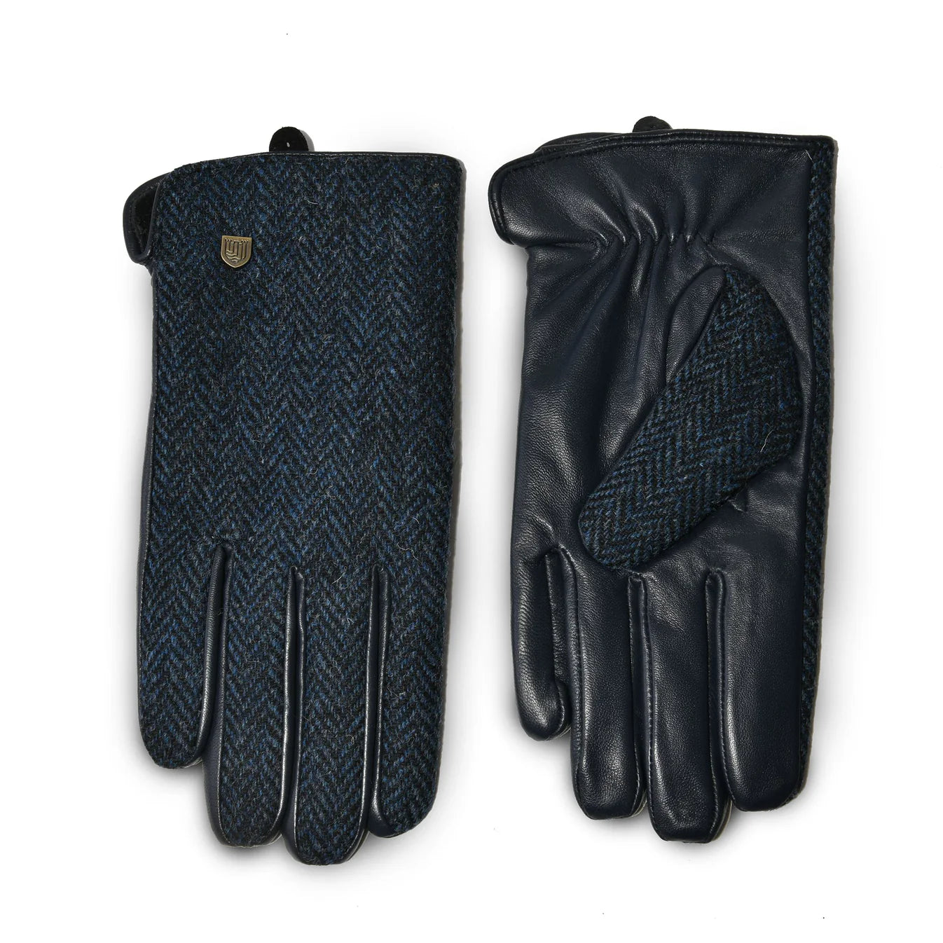 ISLANDER UK, MEN'S GLOVES, NAVY HERRINGBONE, SIZE L.