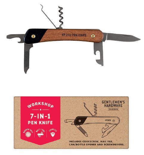 GENTLEMAN'S HARWARE PENKNIFE MULTI-TOOL, WITH SEVEN FUNCTIONS, BOXED.