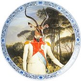 HEINEN DELFTS BLAUW, PRINCE ANTELOPE WALL PLATE, 20cm.