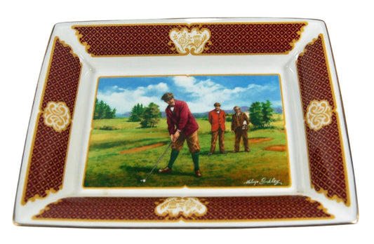 ROYAL WORCESTER GOLFING COLLECTION, TRINKET DISH DESIGNED BY MELVYN BUCKLEY, 20 x 15 x 3cm, WITH BOX.