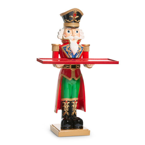 MULTICOLOURED NUTCRACKER NUT BUTLER, 14" L x 10" W x 23.75" H / 35.5cm L x 25.4cm W x 60.3cm H.