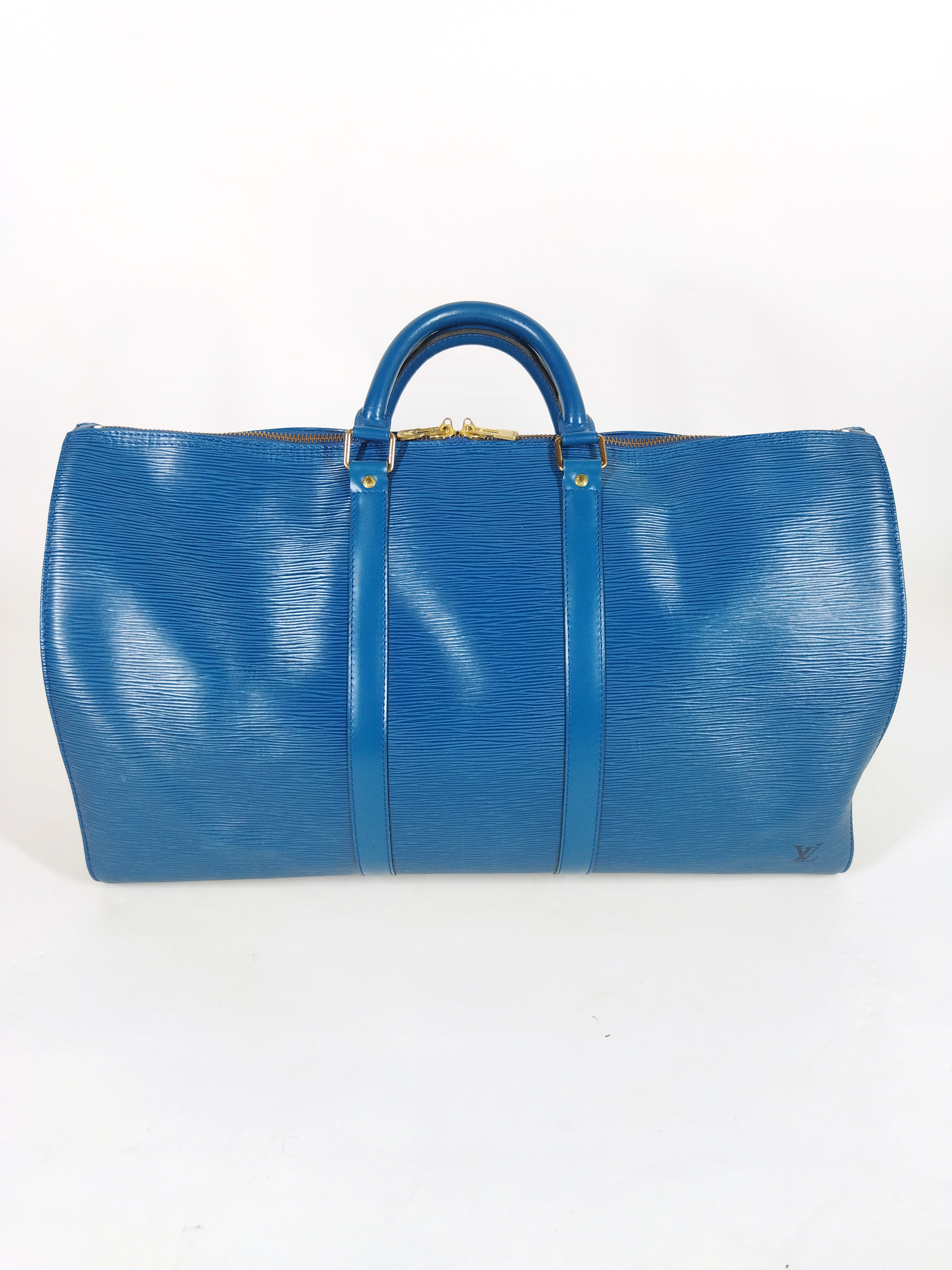 LOUIS VUITTON, Keepall 50 Travel Bag Blue EPI leather and Golden