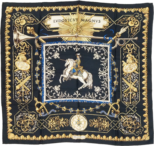 HERMÈS, SILK CARRE, LVDOVICVS BY FRANCOISE DE LA PIERRE, 90cm SQUARE