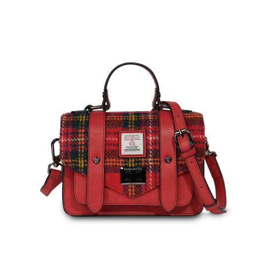 ISLANDER UK, MINI SATCHEL, ROYAL STEWART HARRIS TWEED TARTAN, WITH DETACHABLE SHOULDER STRAP, L:20.5cm H:14cm W:9cm.