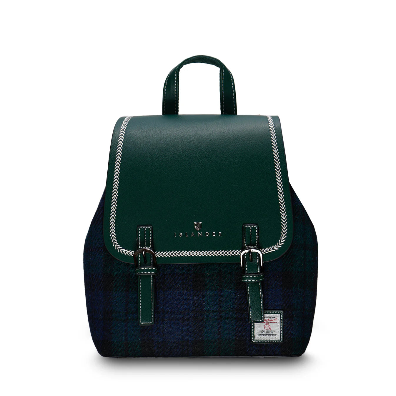ISLANDER UK, JURA BACKPACK, BLACKWATCH  HARRIS TWEED TARTAN L: 24cm W:12cm H:28cm.
