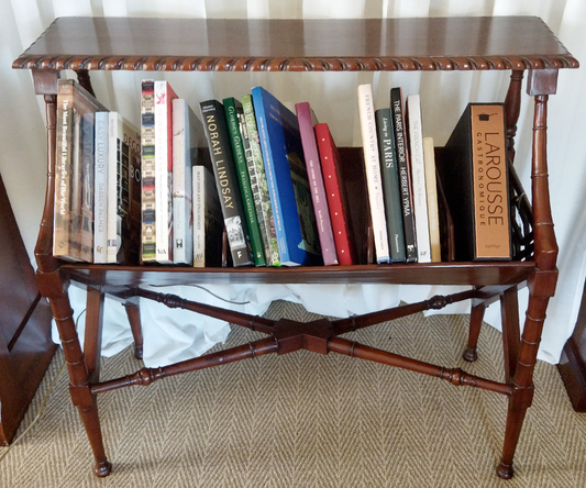 A GEORGIAN CHIPPENDALE REVIVAL BOOK TROUGH, 85 x 92 x 38cm.