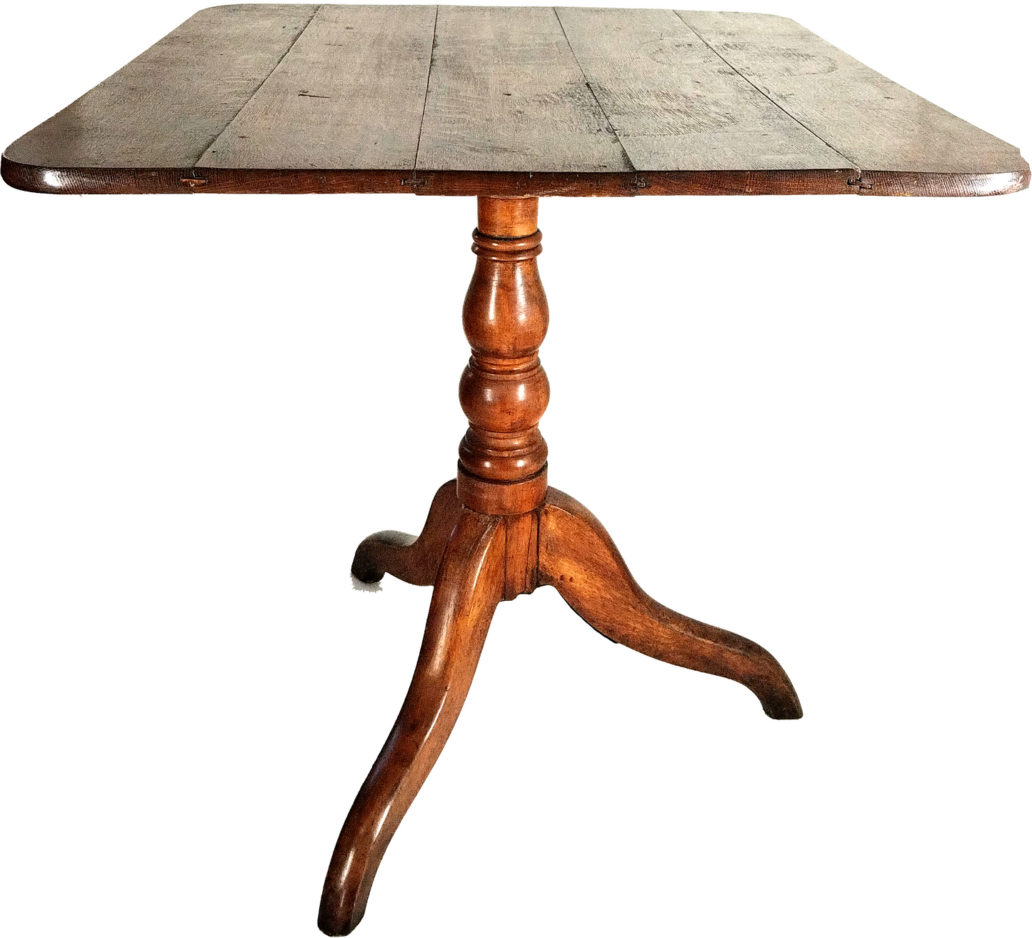 A LATE GEORGIAN OAK TRIPOD TABLE WITH TILTING SQUARE TOP, 80 x 72 x 71cm.