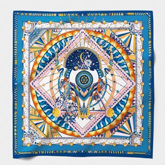 MAISON FANLI, COTTON & SILK SCARF, 'ASTRO TAURUS', 140cm SQUARE.