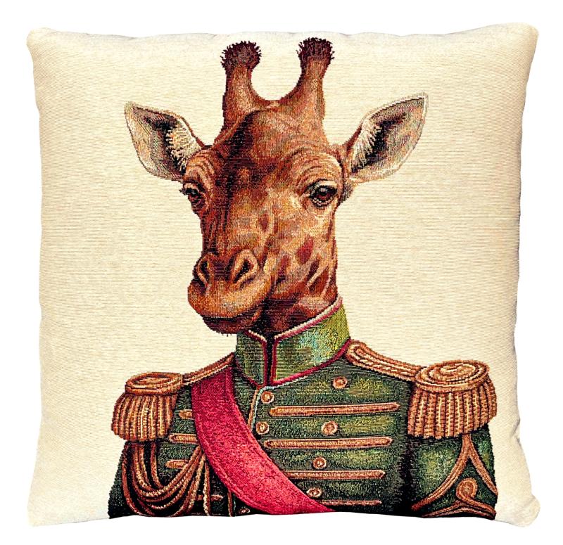 ADORABELLA, GERRY GIRAFFE JACQUARD CUSHION, 47cm SQUARE, MADE IN AUSTRALIA.