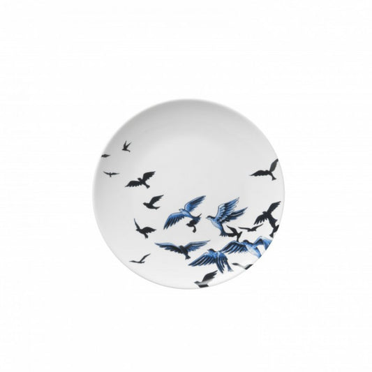 HEINEN DELFTS BLAUW PLATE, DELFT BLUE BIRDS IN FLIGHT, 20cm.